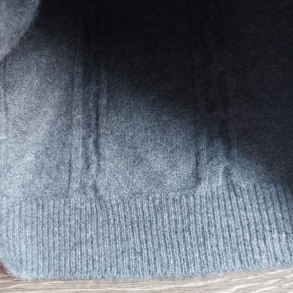 ETRO gray knit brown suede cashmere sweater v-neck vest. Large L - Picture 2 of 6